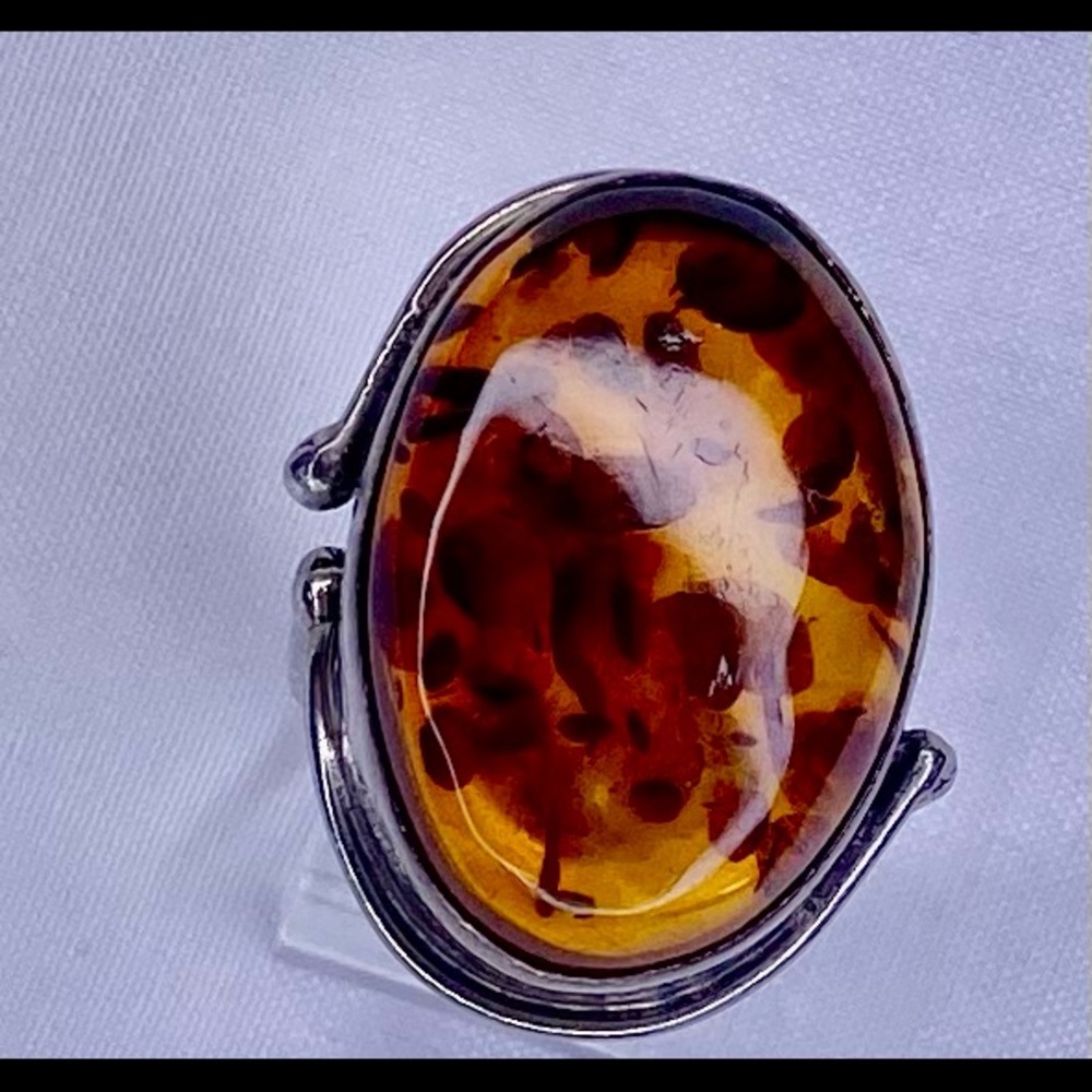 Baltic Sea Amber in Vintage Sterling Silver Ring
